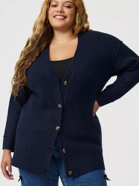 Torrid Vegan Cashmere V-Neck Cardigan – Peacoat Blue – Size 0 (L)